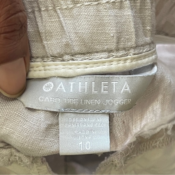 ATHLETA | Tan Camo Cabo Tide Linen Jogger Pants Sz 10 - Picture 9 of 11